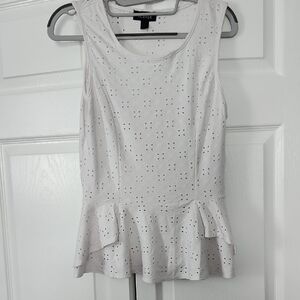 A. Byer White Eyelet Peplum Blouse